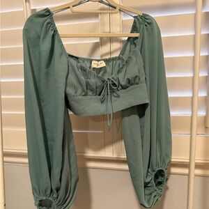 Elegant Teal Long Sleeve Women's Top